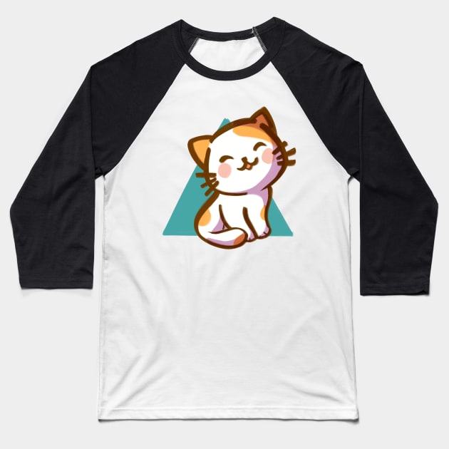 Cute Cat Baseball T-Shirt by Ruxcel23